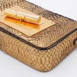 Pre Owned Tom Ford Gold Python Small Natalia Chain Shoulder Bag