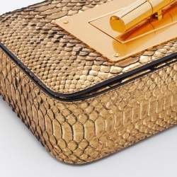 Pre Owned Tom Ford Gold Python Small Natalia Chain Shoulder Bag