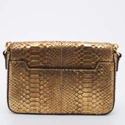Pre Owned Tom Ford Gold Python Small Natalia Chain Shoulder Bag