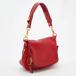 Pre Owned Tom Ford Red Leather Mini Jennifer Shoulder Bag