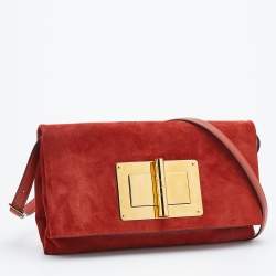 Pre Owned Tom Ford Rust Orange Suede Natalia Convertible Clutch