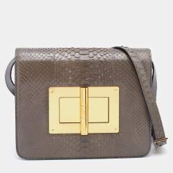 Pre Owned Tom Ford Grey Python Large Natalia Shoulder Bag