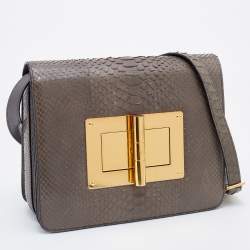 Pre Owned Tom Ford Grey Python Large Natalia Shoulder Bag