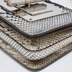 Pre Owned Tom Ford Metallic Silver Python Leather Small Natalia Crossbody Bag