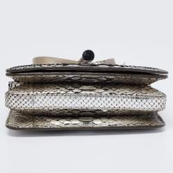 Pre Owned Tom Ford Metallic Silver Python Leather Small Natalia Crossbody Bag