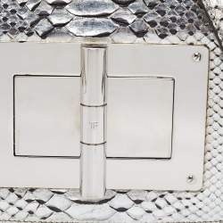 Pre Owned Tom Ford Metallic Silver Python Leather Small Natalia Crossbody Bag