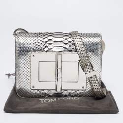 Pre Owned Tom Ford Metallic Silver Python Leather Small Natalia Crossbody Bag