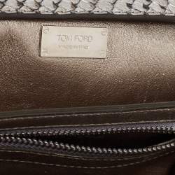 Pre Owned Tom Ford Metallic Silver Python Leather Small Natalia Crossbody Bag