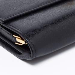Pre Owned Tom Ford Black Leather Turnlock Natalia Continental Wallet