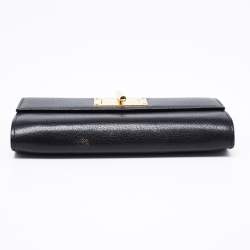 Pre Owned Tom Ford Black Leather Turnlock Natalia Continental Wallet