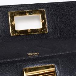 Pre Owned Tom Ford Black Leather Turnlock Natalia Continental Wallet