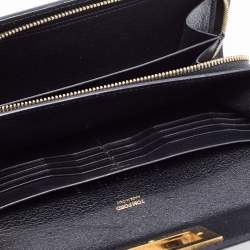 Pre Owned Tom Ford Black Leather Turnlock Natalia Continental Wallet