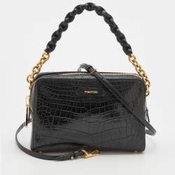 Pre Owned Tom Ford Black Alligator Leather Shoulder Bag