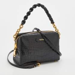 Pre Owned Tom Ford Black Alligator Leather Shoulder Bag
