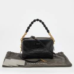 Pre Owned Tom Ford Black Alligator Leather Shoulder Bag