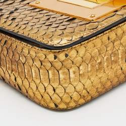 Pre Owned Tom Ford Gold Python Medium Natalia Chain Shoulder Bag