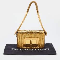 Pre Owned Tom Ford Gold Python Medium Natalia Chain Shoulder Bag