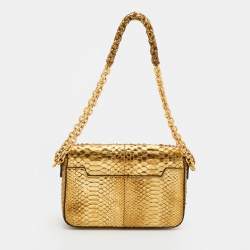 Pre Owned Tom Ford Gold Python Medium Natalia Chain Shoulder Bag