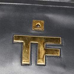 Pre Owned Tom Ford Black Leather Flap Shoulder Bag