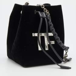 Pre Owned Tom Ford Black Velvet Crystal TF Mini Bucket Bag