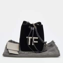 Pre Owned Tom Ford Black Velvet Crystal TF Mini Bucket Bag