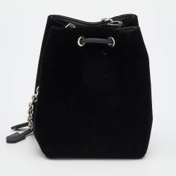 Pre Owned Tom Ford Black Velvet Crystal TF Mini Bucket Bag