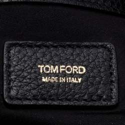 Tom Ford Black Pebbled Leather Fold Over Oversized Clutch