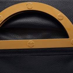 Tom Ford Black Pebbled Leather Fold Over Oversized Clutch