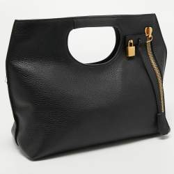 Pre Owned Tom Ford Black Leather Large Fold Over Alix Tote