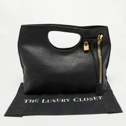Pre Owned Tom Ford Black Leather Large Fold Over Alix Tote
