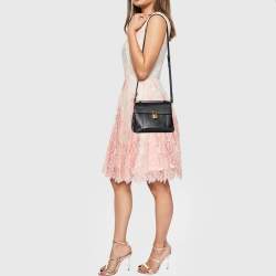 Tom Ford Black Leather Lock Flap Top Handle Bag