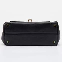 Tom Ford Black Leather Lock Flap Top Handle Bag