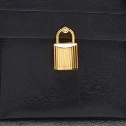 Tom Ford Black Leather Lock Flap Top Handle Bag