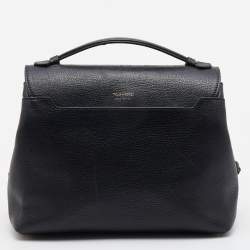 Tom Ford Black Leather Lock Flap Top Handle Bag