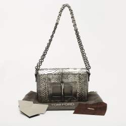 Tom Ford Metallic Silver Python Natalia Chain Shoulder Bag
