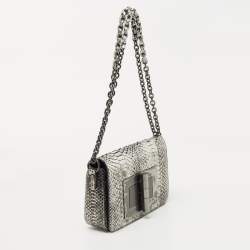 Tom Ford Metallic Silver Python Natalia Chain Shoulder Bag