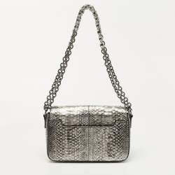 Tom Ford Metallic Silver Python Natalia Chain Shoulder Bag