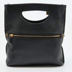 Pre Owned Tom Ford Black Leather Alix Fold Over Clutch