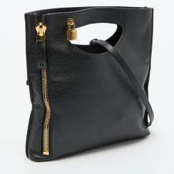 Pre Owned Tom Ford Black Leather Alix Fold Over Clutch