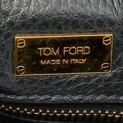 Pre Owned Tom Ford Black Leather Alix Fold Over Clutch
