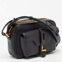 Tom Ford Black Leather T Twist Camera Bag