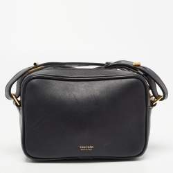 Tom Ford Black Leather T Twist Camera Bag