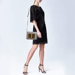 Pre Owned Tom Ford Dark Beige Leather Small Natalia Shoulder Bag
