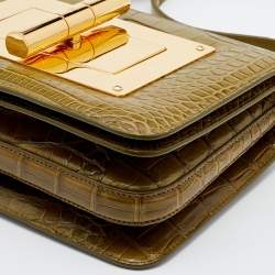 Pre Owned Tom Ford Green Alligator Small Natalia Crossbody Bag