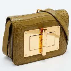 Pre Owned Tom Ford Green Alligator Small Natalia Crossbody Bag