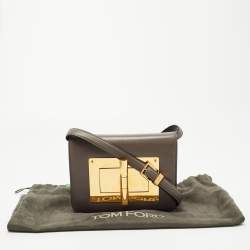 Pre Owned Tom Ford Dark Grey Leather Small Natalia Crossbody Bag
