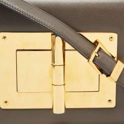 Pre Owned Tom Ford Dark Grey Leather Small Natalia Crossbody Bag