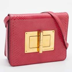Pre Owned Tom Ford Pink Python Large Natalia Shoulder Bag