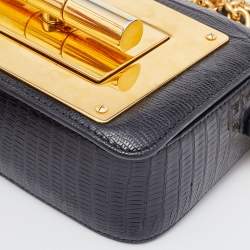 Tom Ford Black Lizard Natalia Chain Shoulder Bag
