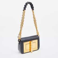 Tom Ford Black Lizard Natalia Chain Shoulder Bag